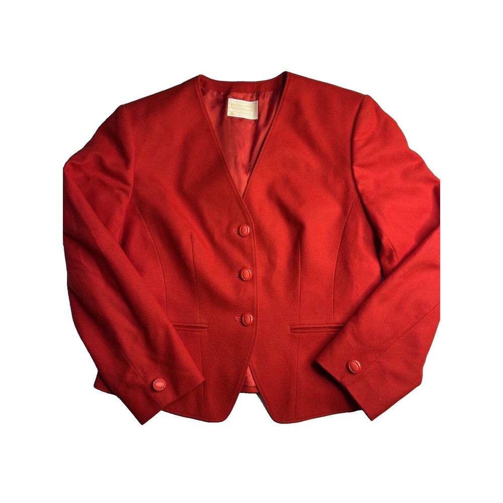 Vintage Pendleton 100% Virgin Wool Red‎ Blazer Jacket Women Size 10 Old Money